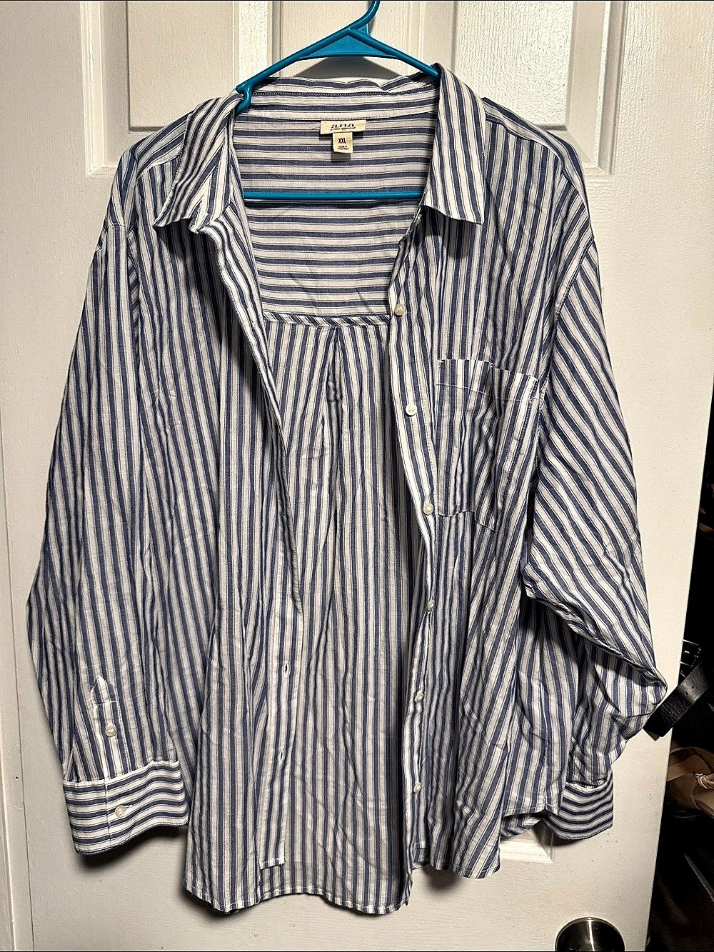 ana Striped Button Down in Blue & White Size XXL Like New